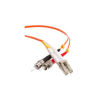 Cable Wholesale LC/UPC to ST/UPC OM2 Duplex 2.0mm Fiber Optic Patch Cord, OFNR, Multimode 50/125, Orange LCST-11002
